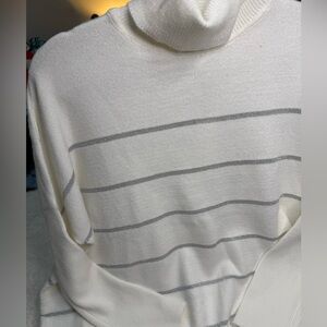 cupcakes & cashmere Cream and Gray Turtleneck Sweater